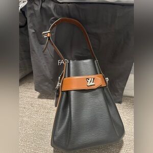 Authentic Louis Vuitton Elegant Black and Tan Designer Handbag